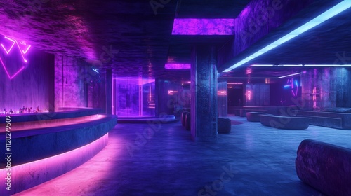 Obraz na płótnie A neon-lit, gritty sci-fi club scene blends urban decay with vibrant, futuristic energy. w salonie