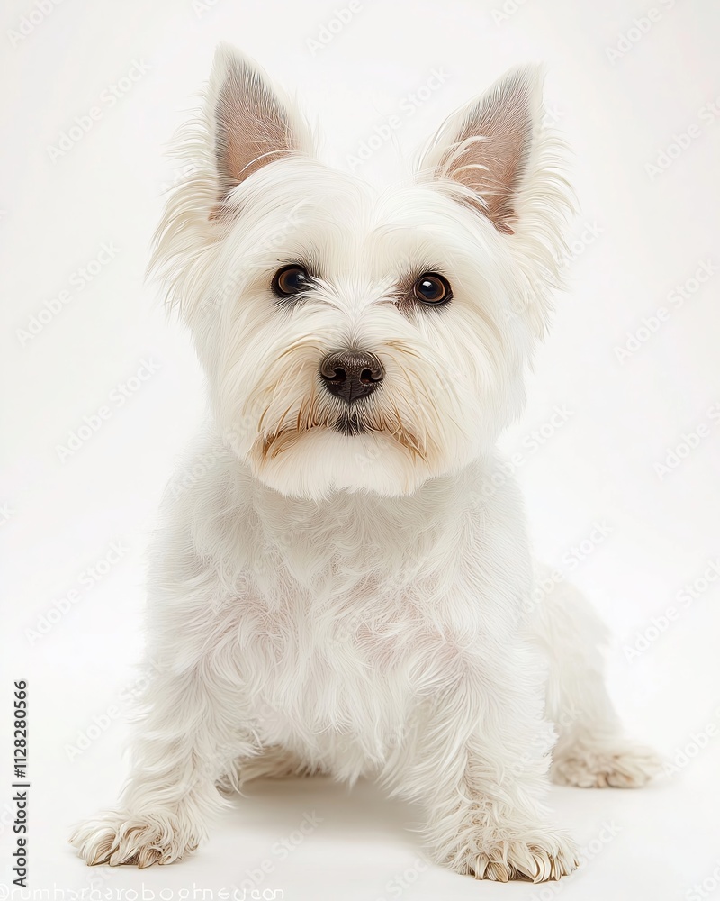 A playful West Highland Terrier shines against a white backdrop, radiating charm and warmth. A playful West Highland Terrier shines against a white backdrop, radiating charm and warmth.