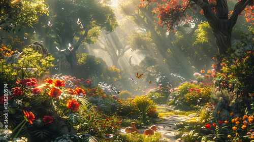 Tranquil Garden Stroll Amidst Nature's Symphony