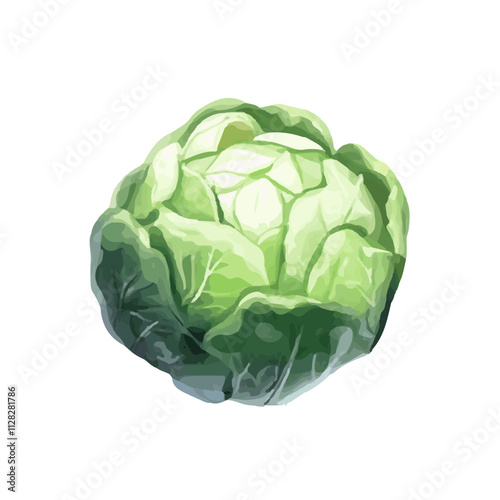 fresh green realistic watercolor with white background
