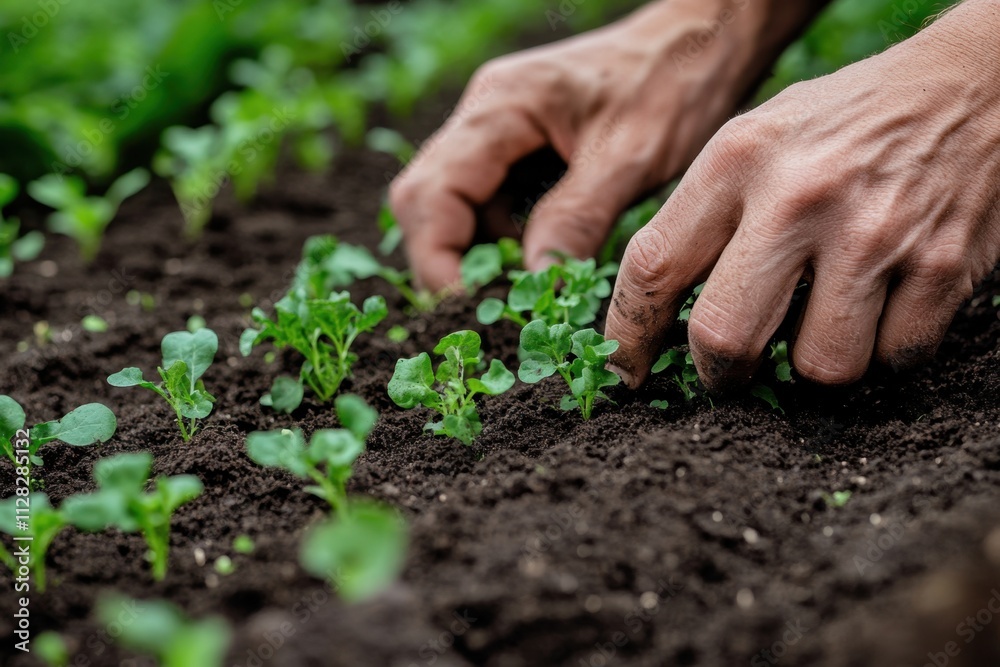 Hands planting organic seeds in a fertile garden close-up shot of sustainable agriculture natural environment with focus on growth and nurturing life Hands planting organic seeds in a fertile garden close-up shot of sustainable agriculture natural environment with focus on growth and nurturing life