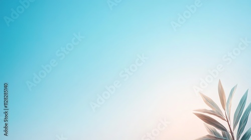 close-up of wind turbine against clear blue sky with space around it to emphasize renewable energy and sustainability photo