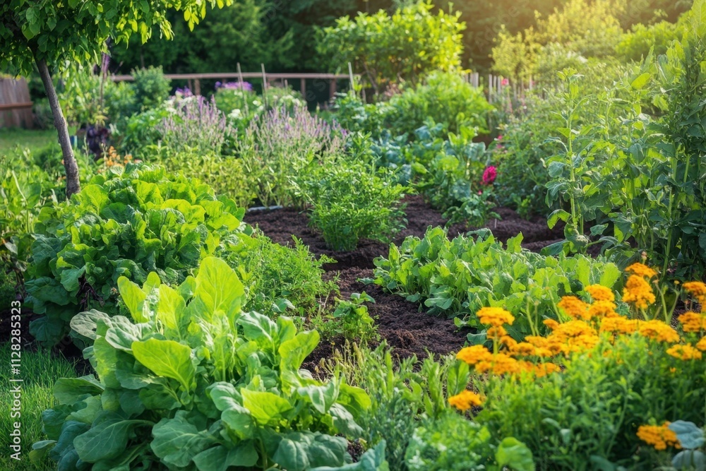 Cultivating organic abundance a lush vegetable garden flourishing in nature’s embrace serene environment vibrant colors close-up perspective on sustainable gardening practices Cultivating organic abundance a lush vegetable garden flourishing in nature’s embrace serene environment vibrant colors close-up perspective on sustainable gardening practices