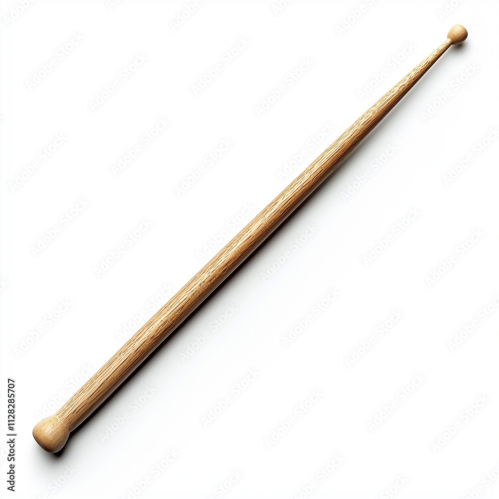 Single Wooden Drumstick, Percussion Instrument, Music Accessory. Generative Ai. Single Wooden Drumstick, Percussion Instrument, Music Accessory. Generative Ai.