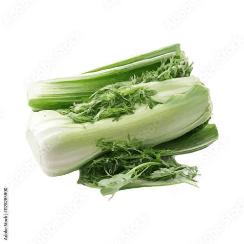 isolated watercolor fresh green vegetables