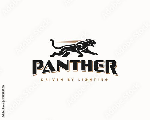Black Panther silhouette logo cougar wild speed motor logo template for business