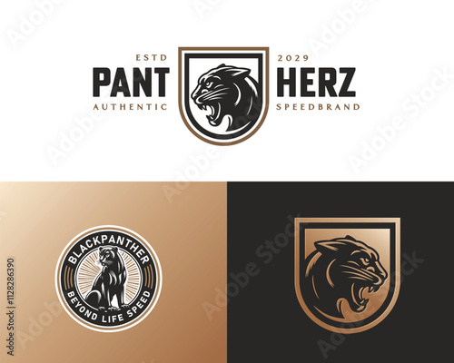 Black Panther silhouette logo cougar wild speed motor logo template for business