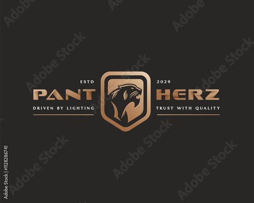 Black Panther silhouette logo cougar wild speed motor logo template for business photo