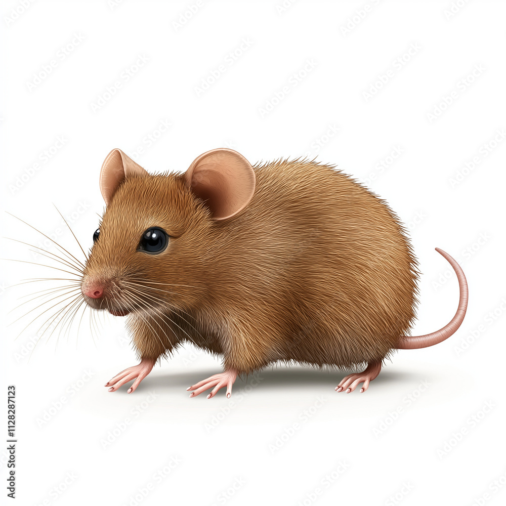 Adorable Brown Mouse Illustration, Small Rodent, Fluffy Fur, Long Tail. Generative Ai. Adorable Brown Mouse Illustration, Small Rodent, Fluffy Fur, Long Tail. Generative Ai.