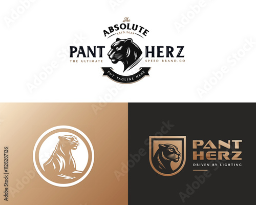 Black Panther silhouette logo cougar wild speed motor logo template for business