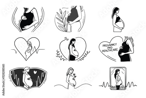 Pregnant Woman Single Line Art | Minimalist Pregnancy & Maternity Illustration for Medicineate