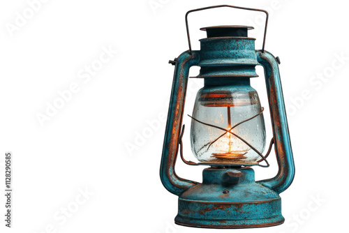 Vintage lantern with warm glow, showcasing rustic charm and nostalgic vibes in a minimalistic setting