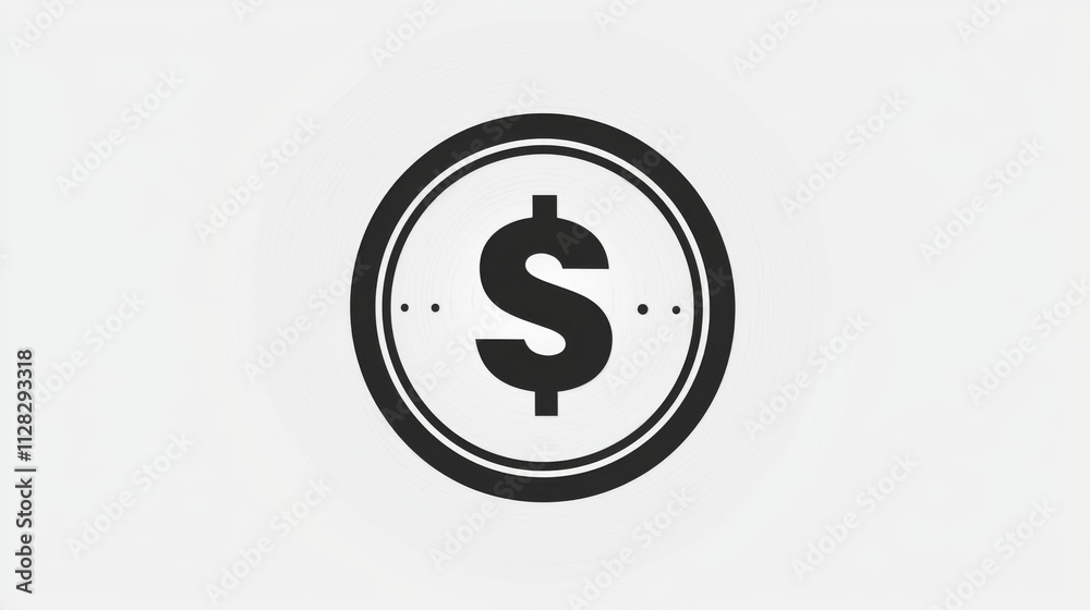 Black and white money icon with dollar symbol Black and white money icon with dollar symbol