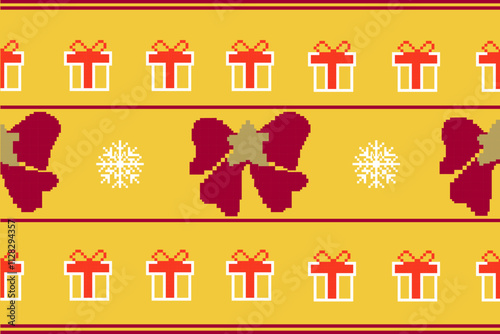 delightful Christmas pixl pattern bursting with festive cheer,Perfect for wrapping paper, cards, or any holiday project.