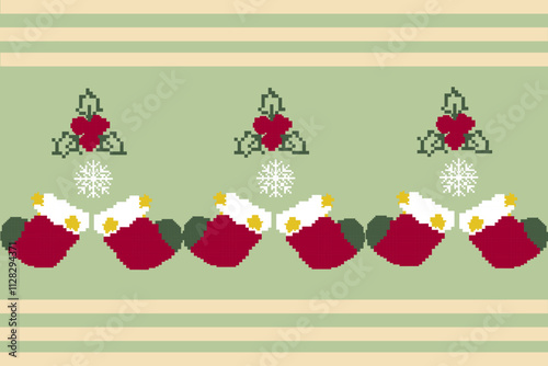 delightful Christmas pixl pattern bursting with festive cheer,Perfect for wrapping paper, cards, or any holiday project.
