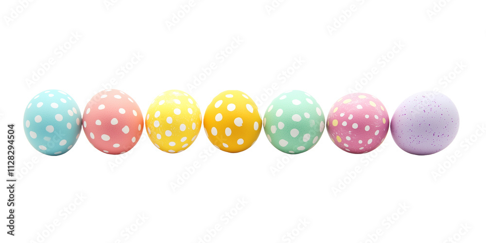 Fototapeta premium Easter eggs in row isolated on transparent background. PNG. Generated AI.