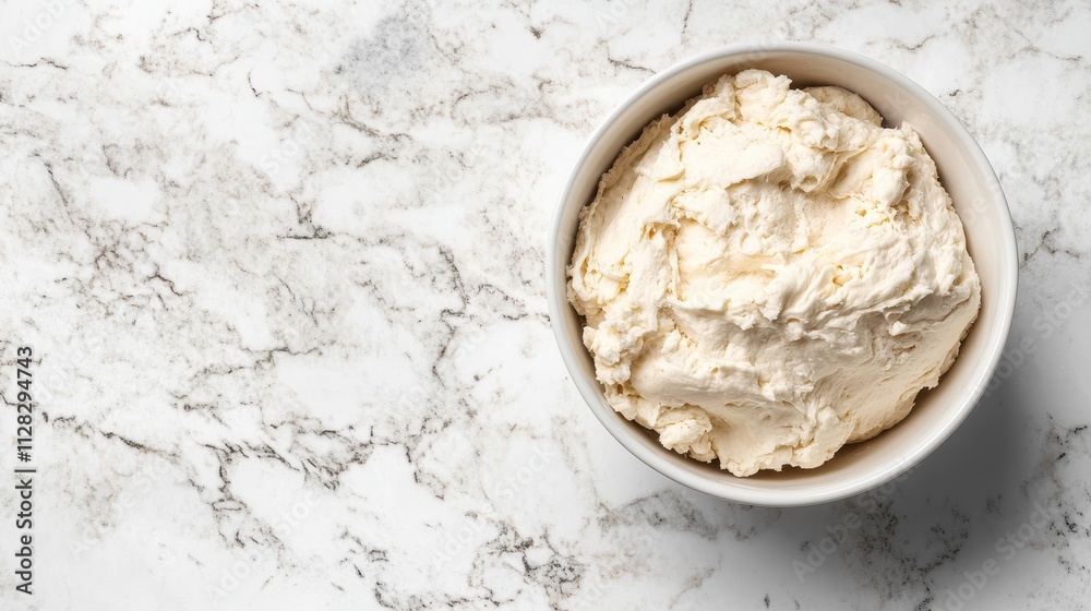 Creamy frosting in a white bowl on marble. Perfect for baking blogs, recipes, or food websites. Creamy frosting in a white bowl on marble. Perfect for baking blogs, recipes, or food websites.