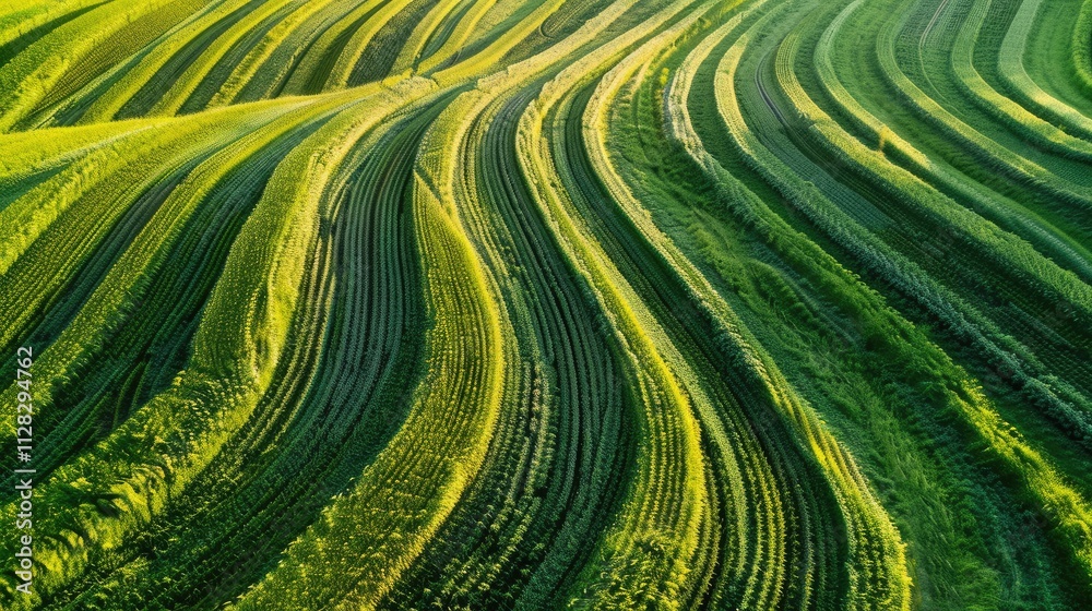 Fototapeta premium Drone with AI technology mapping and monitoring crop growth patterns across a large field