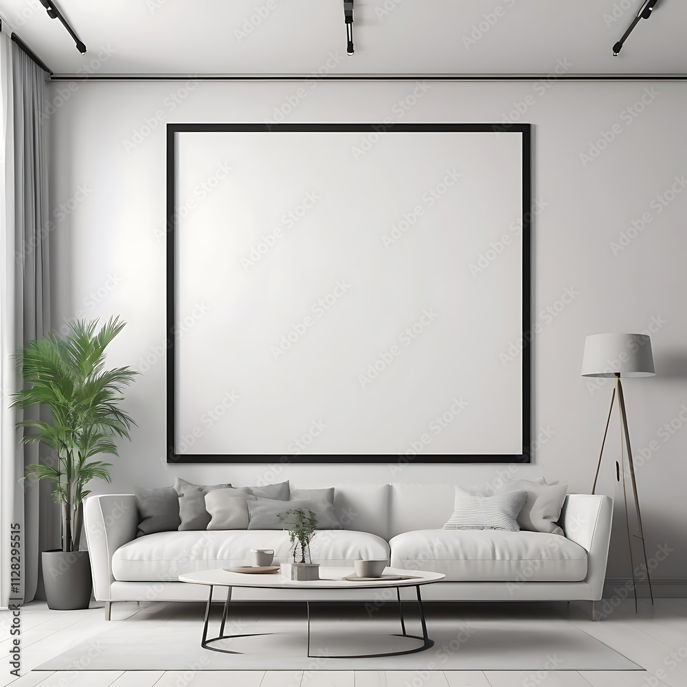 Stylish White Photo Frame Mockup on Plain Background Stylish White Photo Frame Mockup on Plain Background