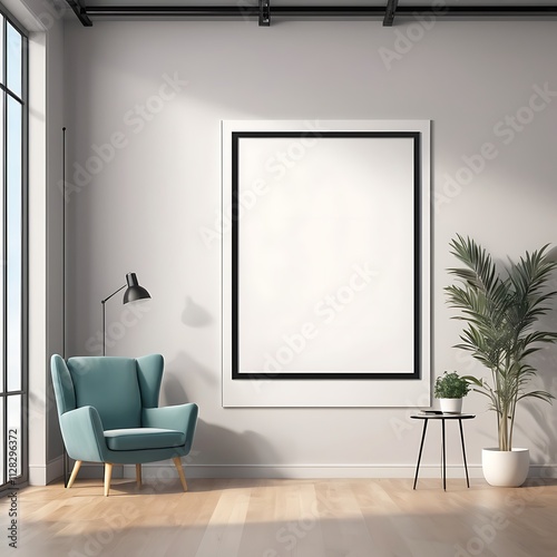 Stylish White Photo Frame Mockup on Plain Background