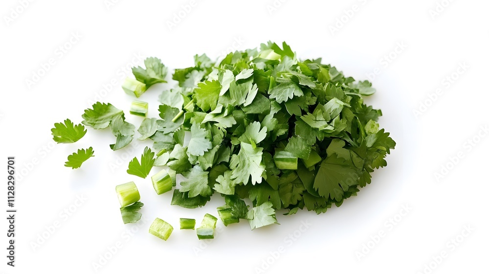 Chopped Coriander Leaf isolated in white background Chopped Coriander Leaf isolated in white background