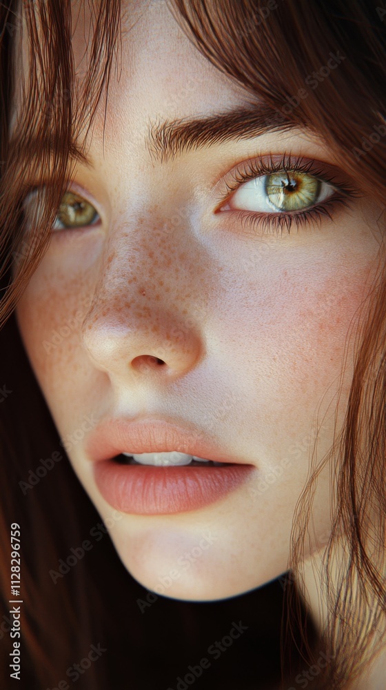 Portrait of a woman with green eyes and intense expression Portrait of a woman with green eyes and intense expression