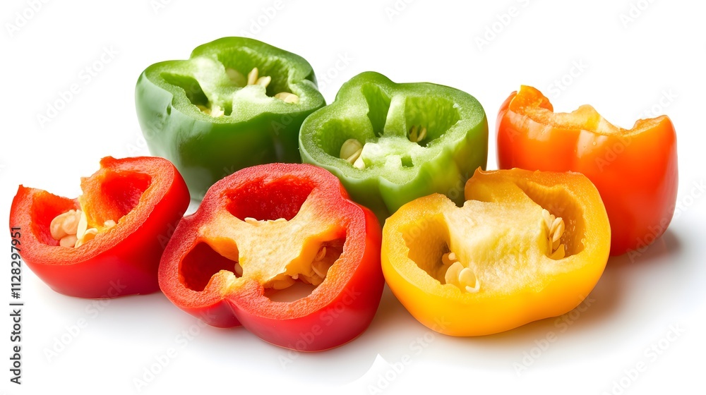 Chopped Bell Pepper isolated in white background Chopped Bell Pepper isolated in white background