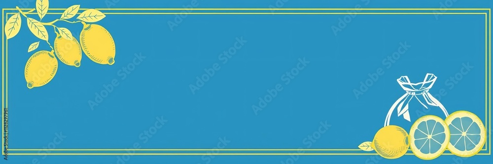 Hand drawn lemon fruits posters set blue and yellow vector illustration in engraving style design for packaging invitation greeting cards, blue, yellow