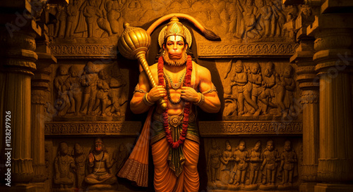Lord Hanuman standing in a ...