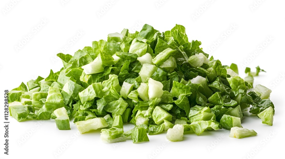 Chopped Romaine lettuce isolated in white background Chopped Romaine lettuce isolated in white background