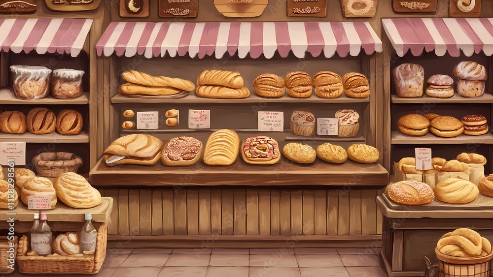 A meticulously crafted digital rendering of a bakery, showcasing the artistry of food presentation. The warm lighting and detailed pastries create a captivating scene. A meticulously crafted digital rendering of a bakery, showcasing the artistry of food presentation. The warm lighting and detailed pastries create a captivating scene.