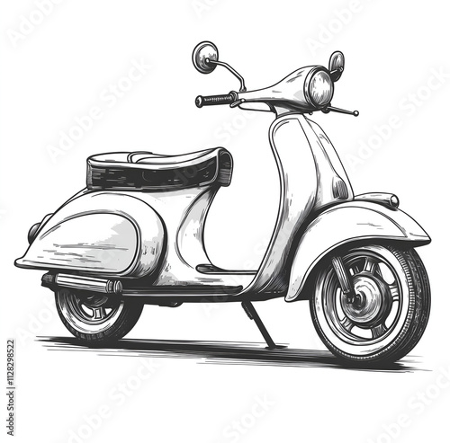 vintage scooter isolated on white photo