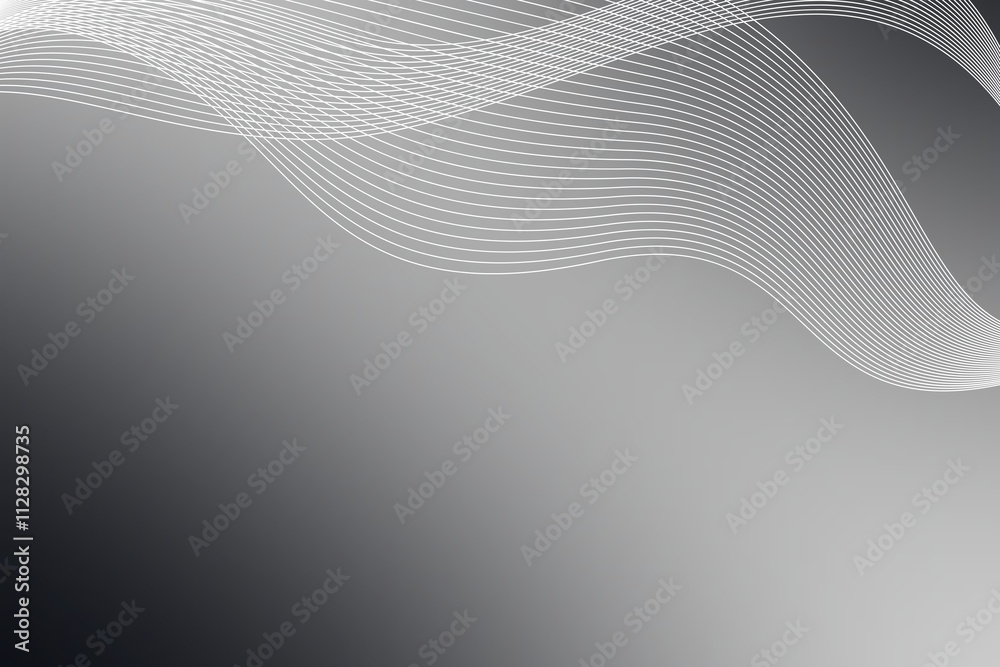 Fototapeta premium Abstract design with white wavy lines on a black background, creating a sense of movement and fluidity