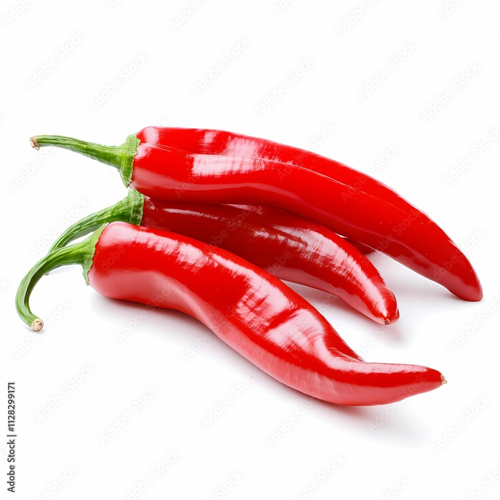 Red Chili Pepper: Spicy and Vibrant Culinary Ingredient Isolated on White Background Red Chili Pepper: Spicy and Vibrant Culinary Ingredient Isolated on White Background