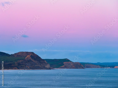 Winter morning captures looking east along the jurassic coastline from Charmouth to West Bay in Dorset photo