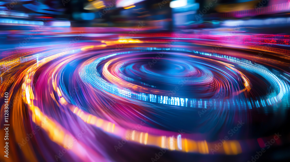 Vibrant, swirling lights create a dynamic and captivating visual experience. Vibrant, swirling lights create a dynamic and captivating visual experience.