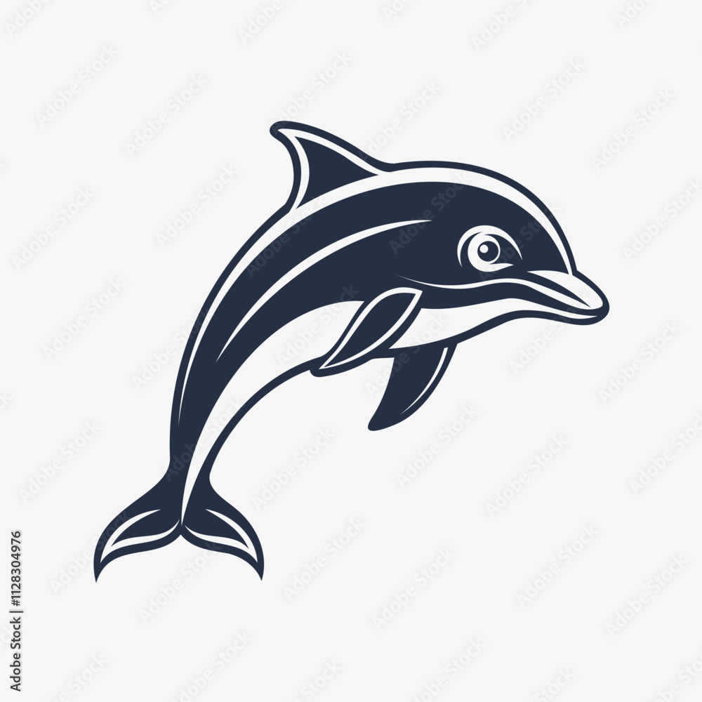 Fototapeta premium Dolphin silhouette illustration clipart