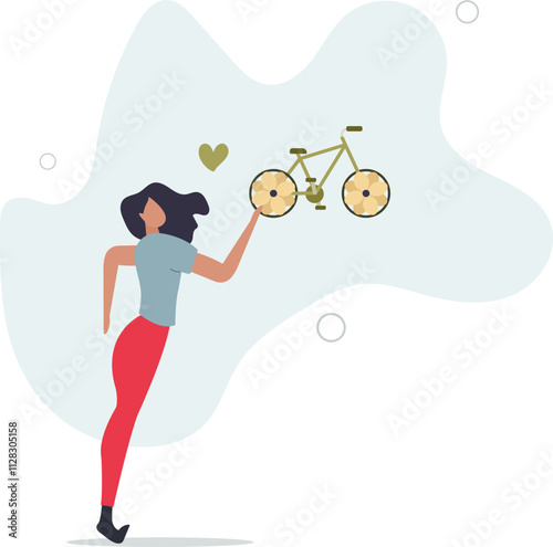eco friendly transportation. bicycle as an environmentally friendly mode of transport.flat characters.