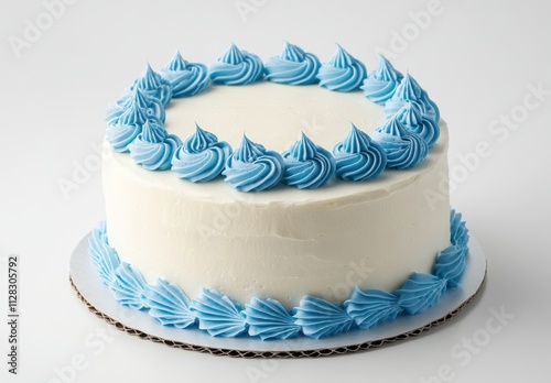 Wallpaper Mural Delicious white cake with blue icing swirls on the top and bottom, perfect for celebrations, birthdays, and special occasions, showcasing a mouthwatering design. Torontodigital.ca