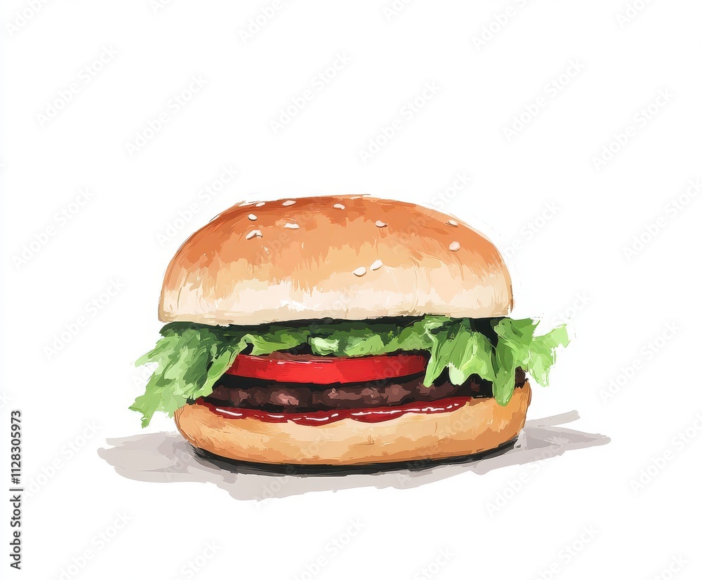 Deliciously Crafted Hamburger with Fresh Veggies and Juicy Patty on a White Background, Ideal for Food Lovers and Culinary Enthusiasts Exploring Gourmet Options Deliciously Crafted Hamburger with Fresh Veggies and Juicy Patty on a White Background, Ideal for Food Lovers and Culinary Enthusiasts Exploring Gourmet Options