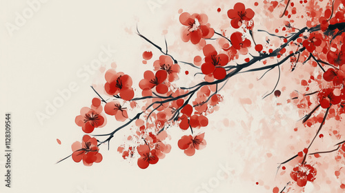 red cherry blossom