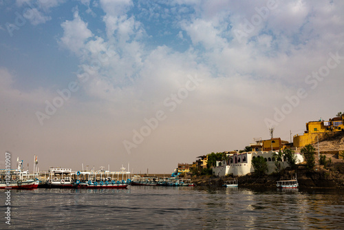 Obraz na płótnie Small harbor on Nile near Aswan w salonie