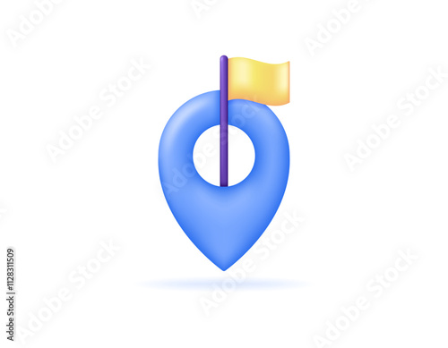 concept of location or place to visit. destination address. destination location sign. illustration of address or location symbol with a flag. symbol or icon. minimalist 3d style design. element