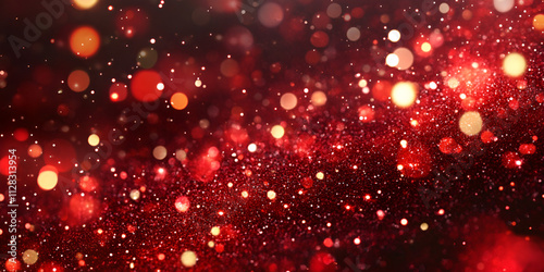 Sparkling Red Glitter Background with Bokeh Lights


