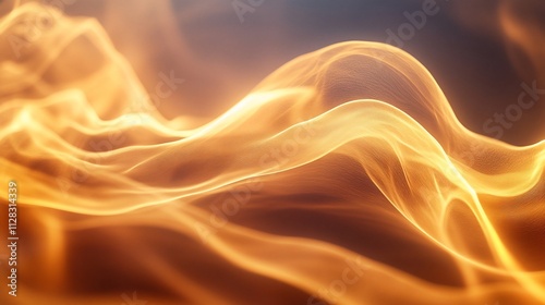 Abstract golden fire waves background.