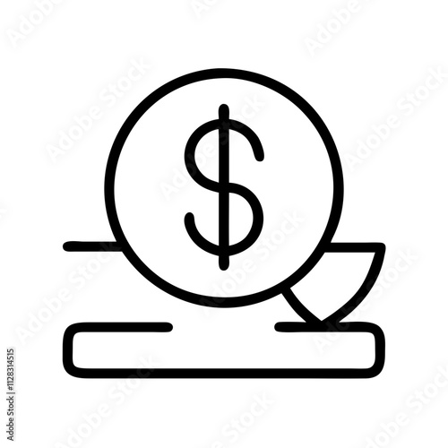 currency symbol icon, shopping vector icon, ecommerce vector icon - black outline icon of currency symbol symbolizing social media, Shopping and E-commerce in simple design.