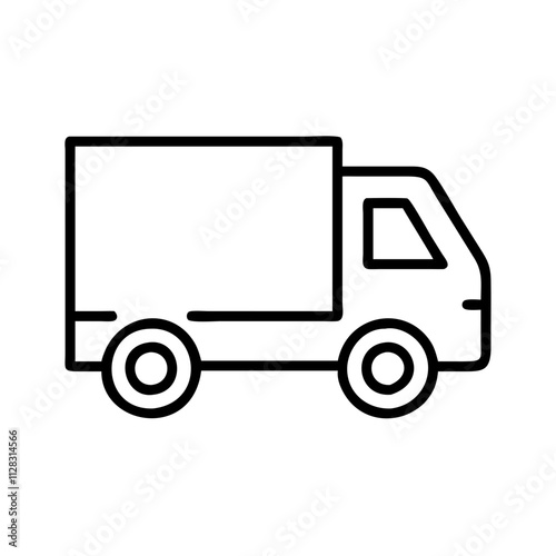 delivery truck icon, shopping vector icon, ecommerce vector icon - black outline icon of delivery truck symbolizing social media, Shopping and E-commerce in simple design.