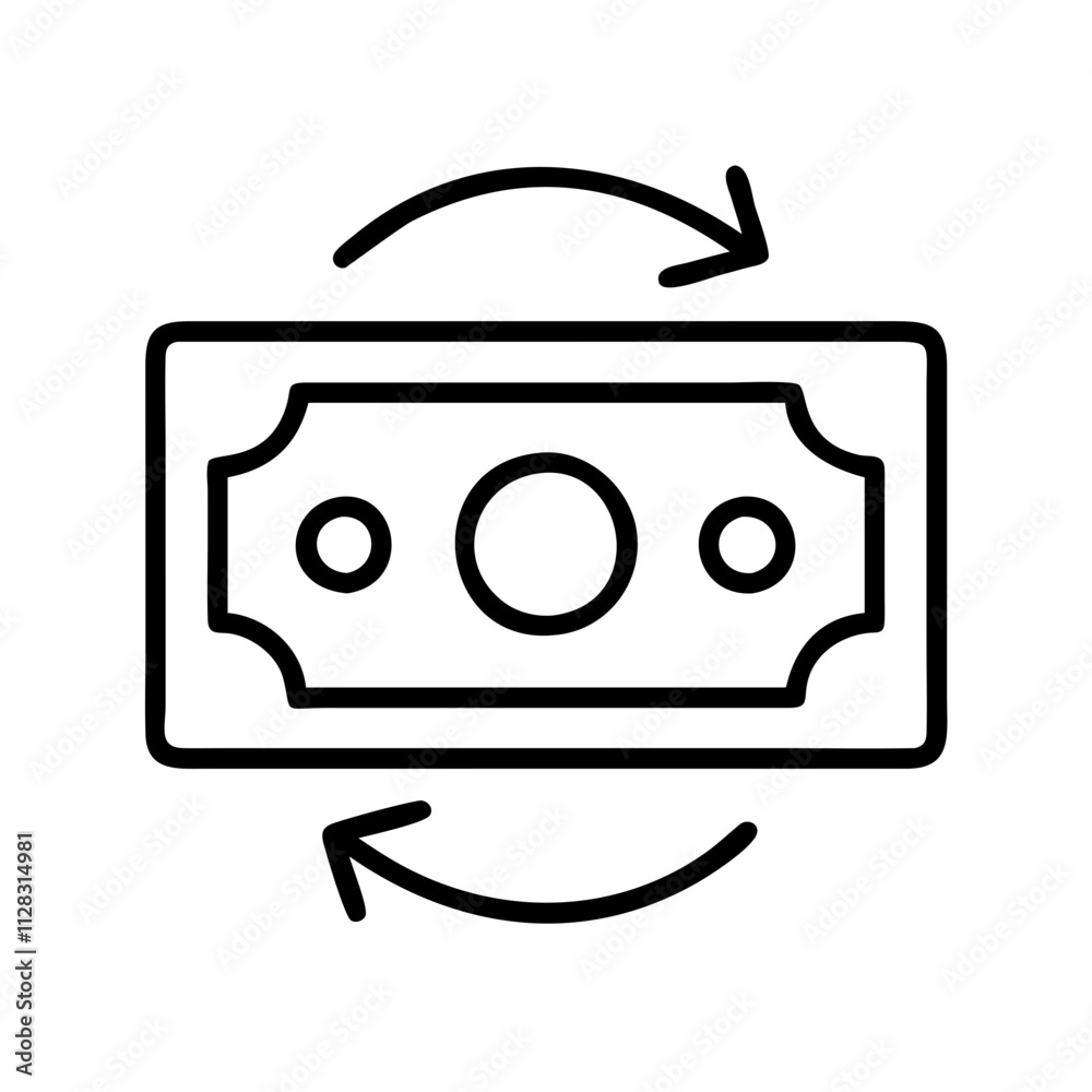 refund icon, shopping vector icon, ecommerce vector icon - black outline icon of refund symbolizing social media, Shopping and E-commerce in simple design.
