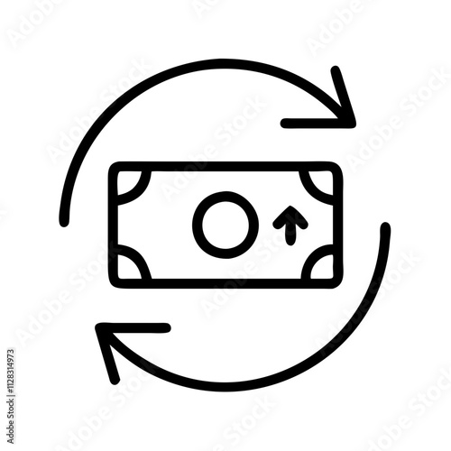 refund icon, shopping vector icon, ecommerce vector icon - black outline icon of refund symbolizing social media, Shopping and E-commerce in simple design.