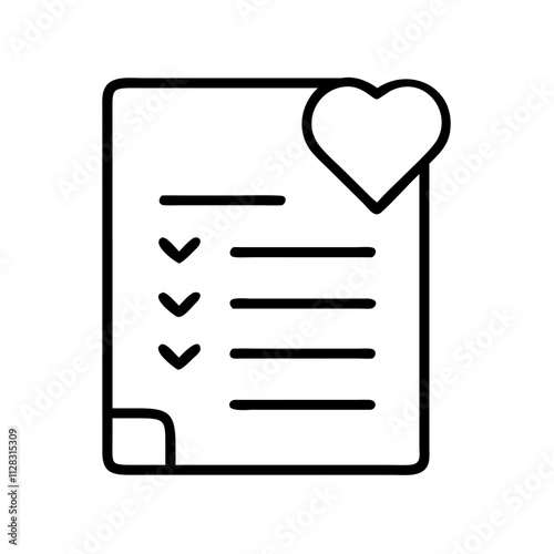 wishlist icon, shopping vector icon, ecommerce vector icon - black outline icon of wishlist symbolizing social media, Shopping and E-commerce in simple design.